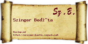 Szinger Beáta névjegykártya