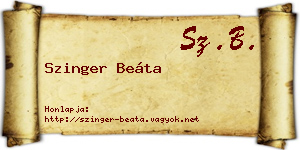 Szinger Beáta névjegykártya